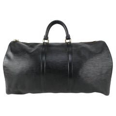 Louis Vuitton Schwarz Epi Leder Noir Keepall 55 Boston Duffle Bag Reise 827lv93