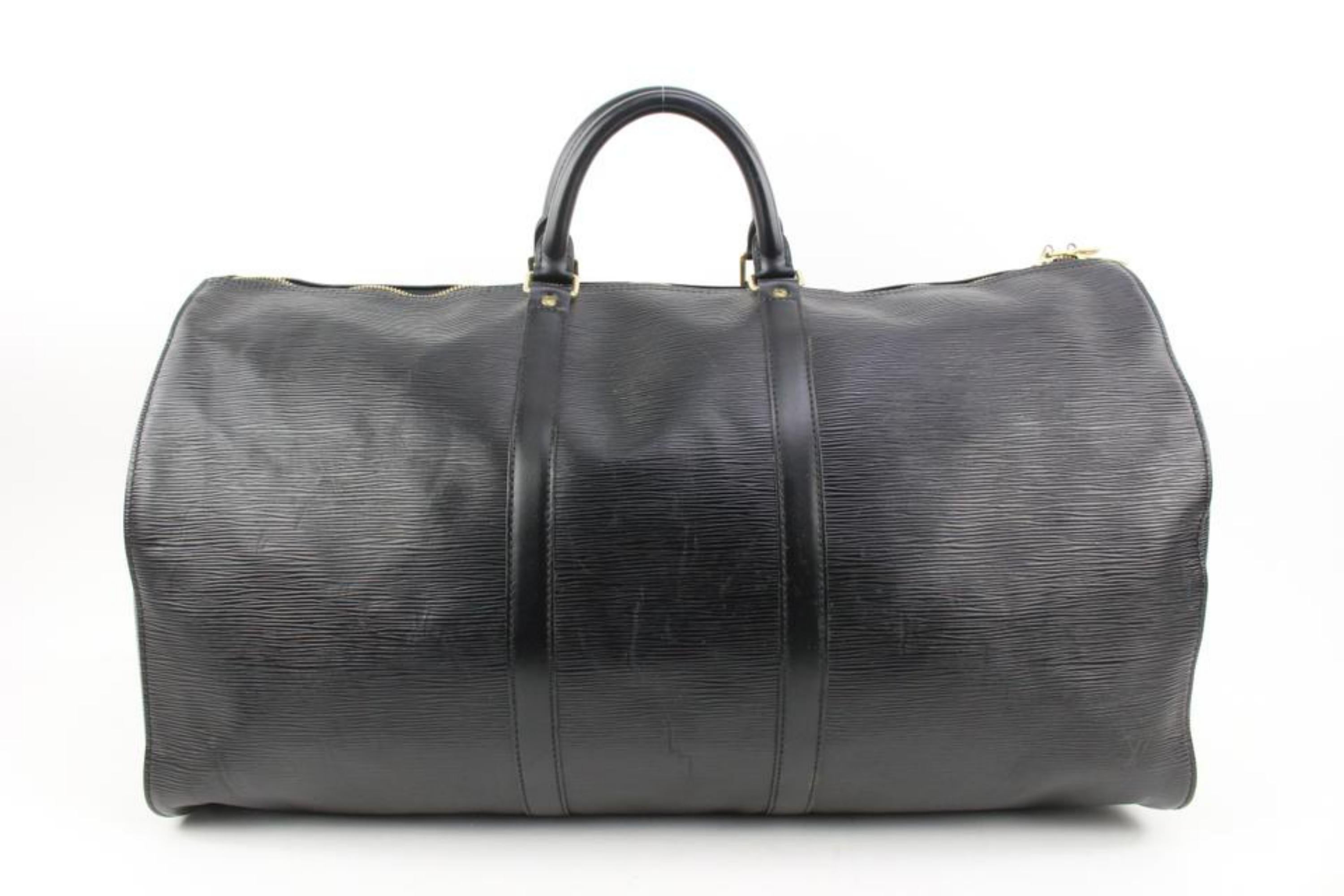 Louis Vuitton Black Epi Leather Noir Keepall 55 Duffle Bag 45lv224s 3