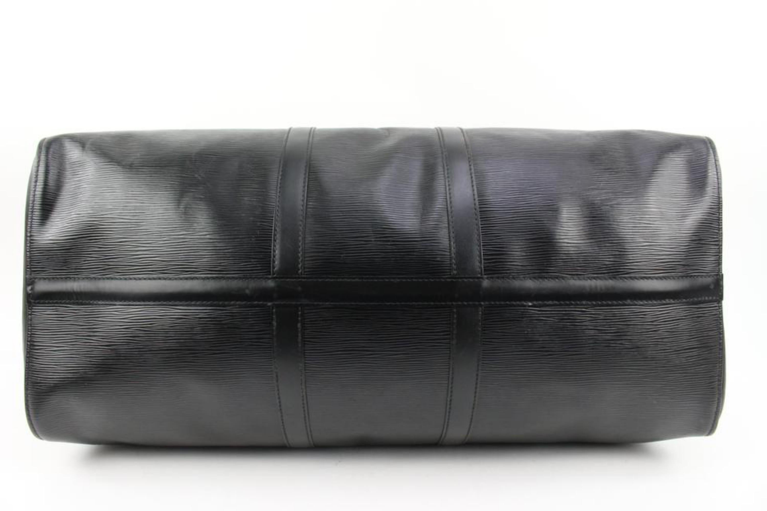 Louis Vuitton Black Epi Leather Noir Keepall 55 Duffle Bag 45lv224s 5