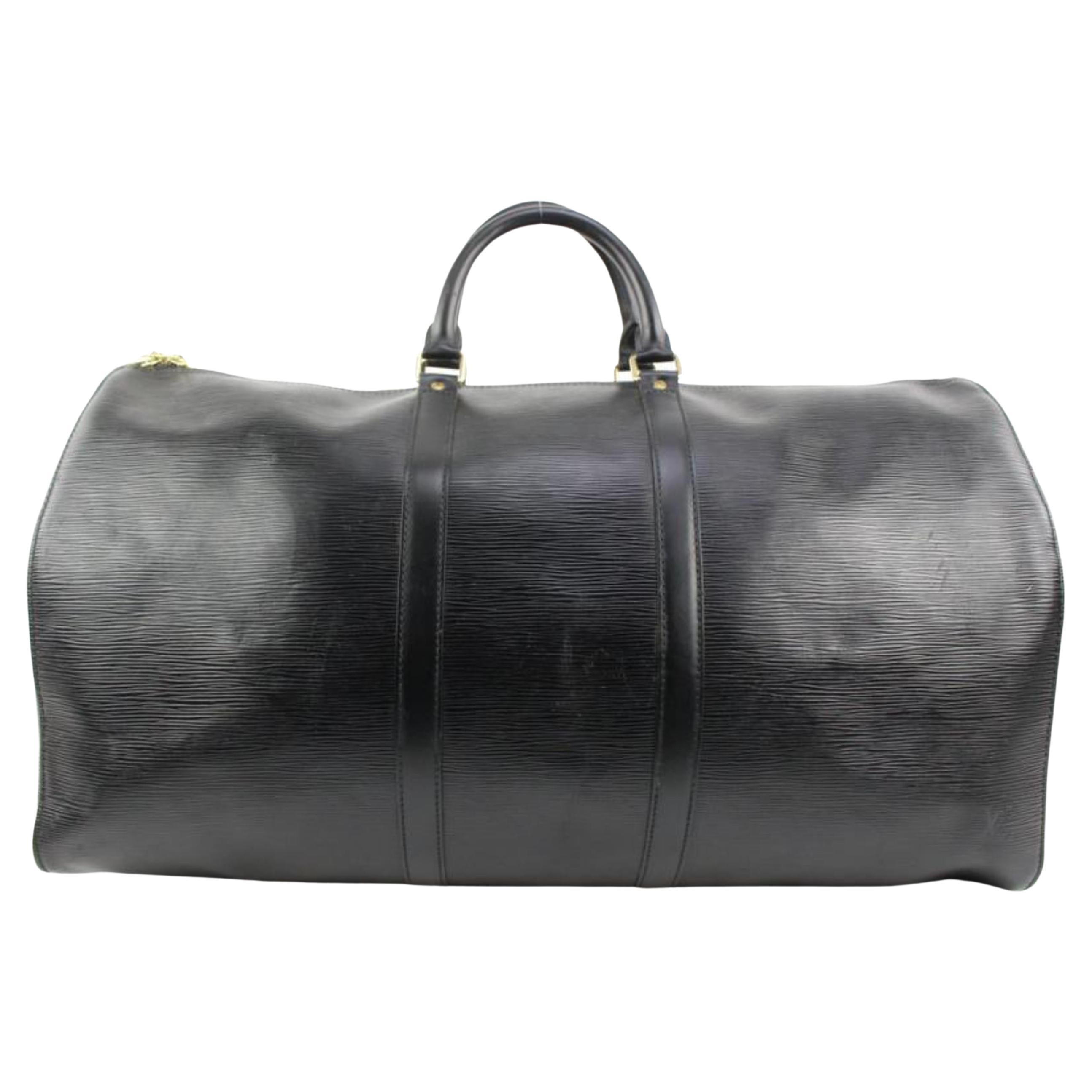 Louis Vuitton Black Epi Leather Noir Keepall 55 Duffle Bag 45lv224s