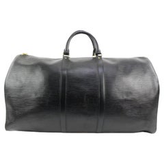 Louis Vuitton Black Epi Leather Noir Keepall 55 Duffle Bag 45lv224s