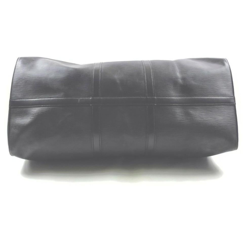 Louis Vuitton Black Epi LEather Noir Keepall 60 Duffle Bag 24LV713 2