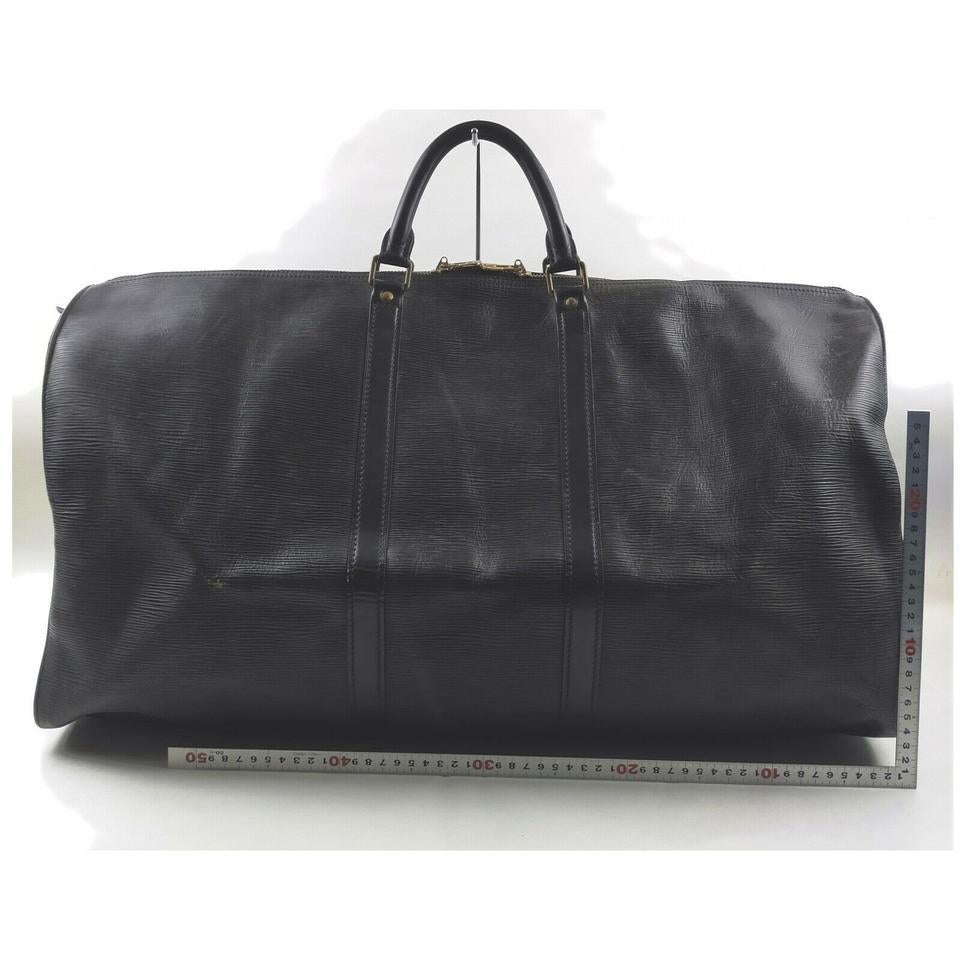 Louis Vuitton Black Epi LEather Noir Keepall 60 Duffle Bag 24LV713 3