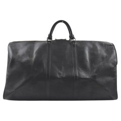 Louis Vuitton Black Epi LEather Noir Keepall 60 Duffle Bag 24LV713