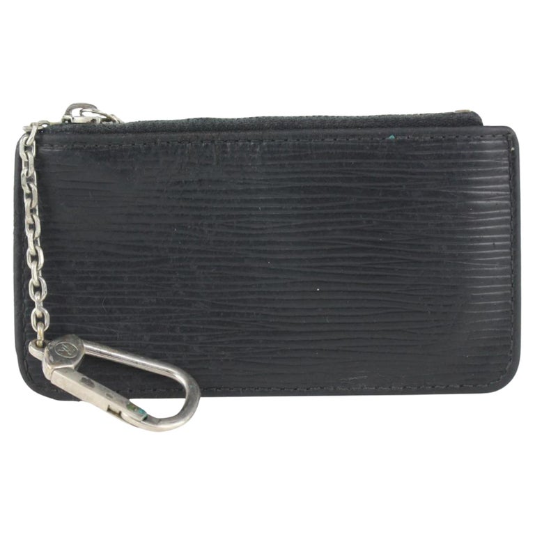 Louis Vuitton Black Epi Leather Noir Key Pouch Pochette Cles Keychain  107lv44 For Sale at 1stDibs