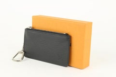 Louis Vuitton Black Epi Leather Noir Key Pouch Pochette Cles Silver 0LV29s