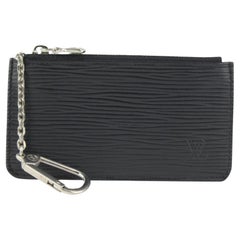 Louis Vuitton Black Epi Leather Noir Key Pouch Pochette Cles Silver 0LV29s