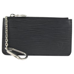 Louis Vuitton Black Epi Leather Noir Key Pouch Pochette Cles Silver 1214lv30