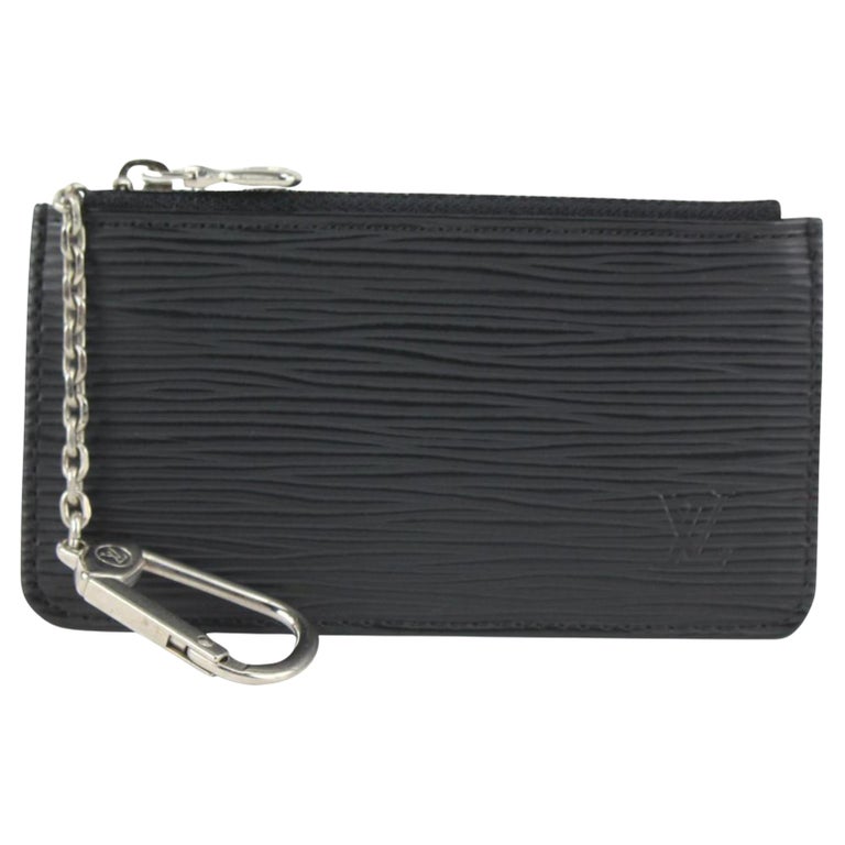 Louis Vuitton Black Epi Leather Noir Key Pouch Pochette Cles Silver  1214lv30 For Sale at 1stDibs