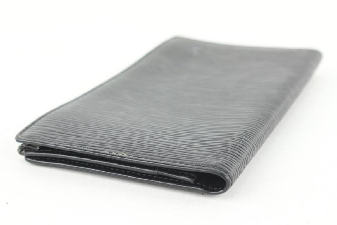 Women's Louis Vuitton Black Epi Leather Noir Long Bifold Flap Wallet 155lvs430