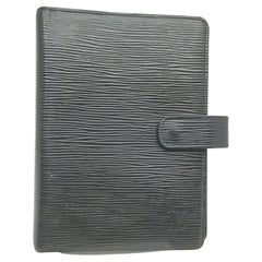Vintage Louis Vuitton Black Epi Leather Noir Medium Ring Agenda MM Diary Cover 862607