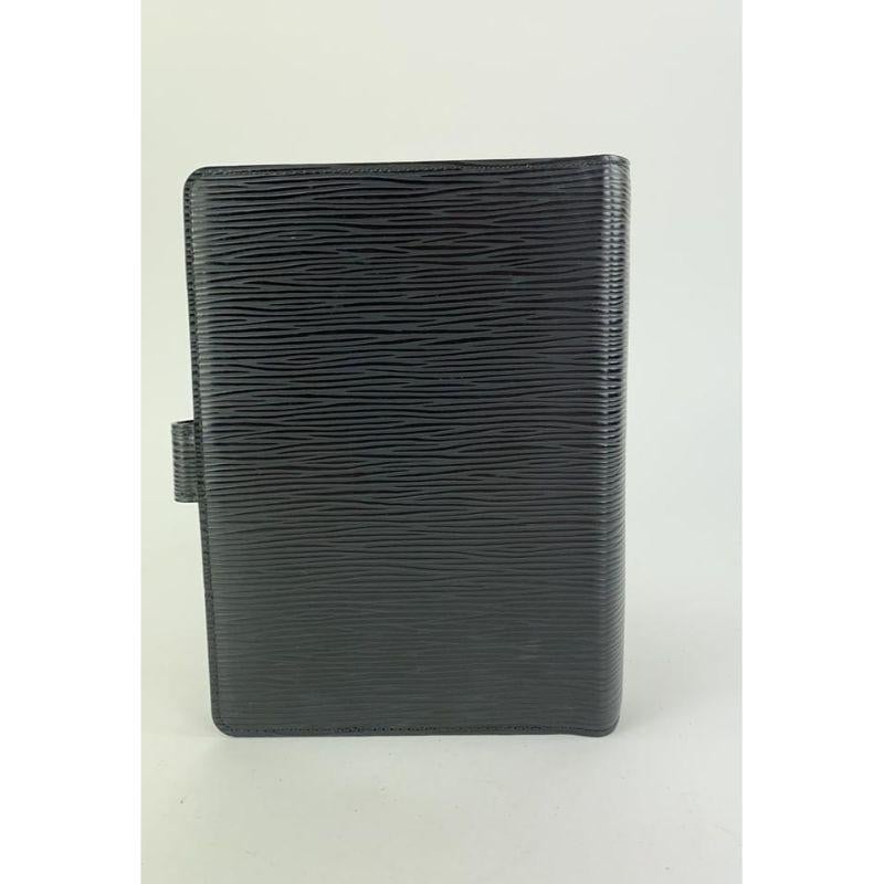 Louis Vuitton Black Epi Leather Noir Medium Ring Agenda MM Notebook Cover For Sale 2