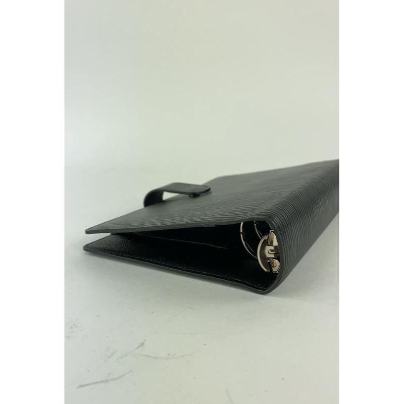 Louis Vuitton Black Epi Leather Noir Medium Ring Agenda MM Notebook Cover For Sale 3