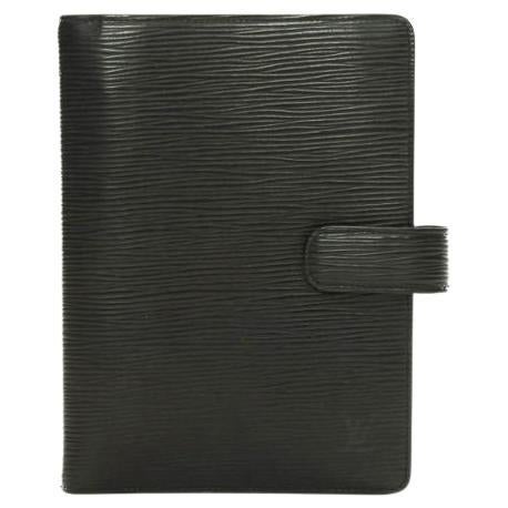 Louis Vuitton Schwarz Epi Leder Noir Medium Ring Agenda MM Notebook Cover Schwarz Epi Leder