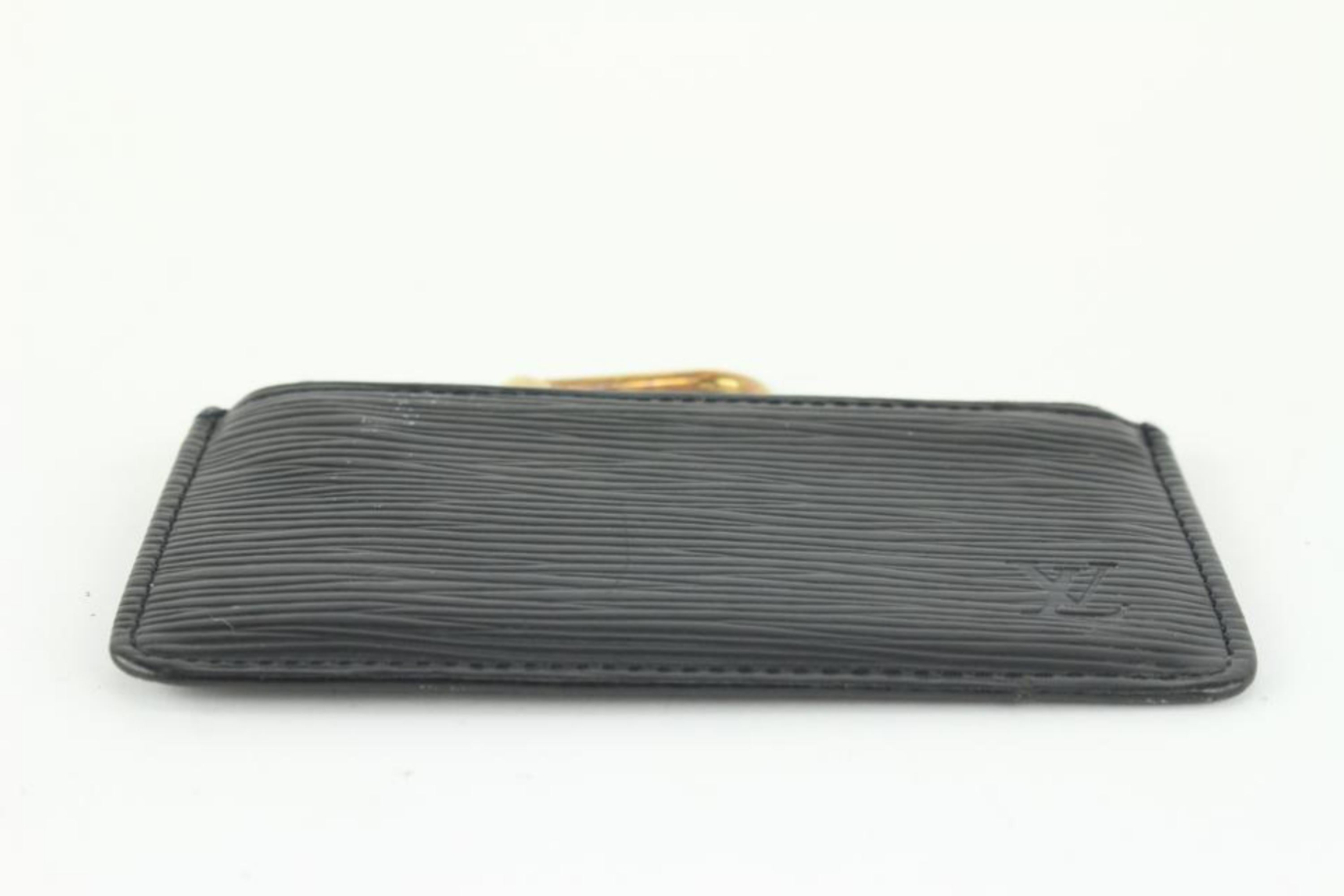 Louis Vuitton Schwarz Epi Leder Noir Pochette Cles Schlüsselanhänger aus Epi Leder 1029lv38 im Angebot 2