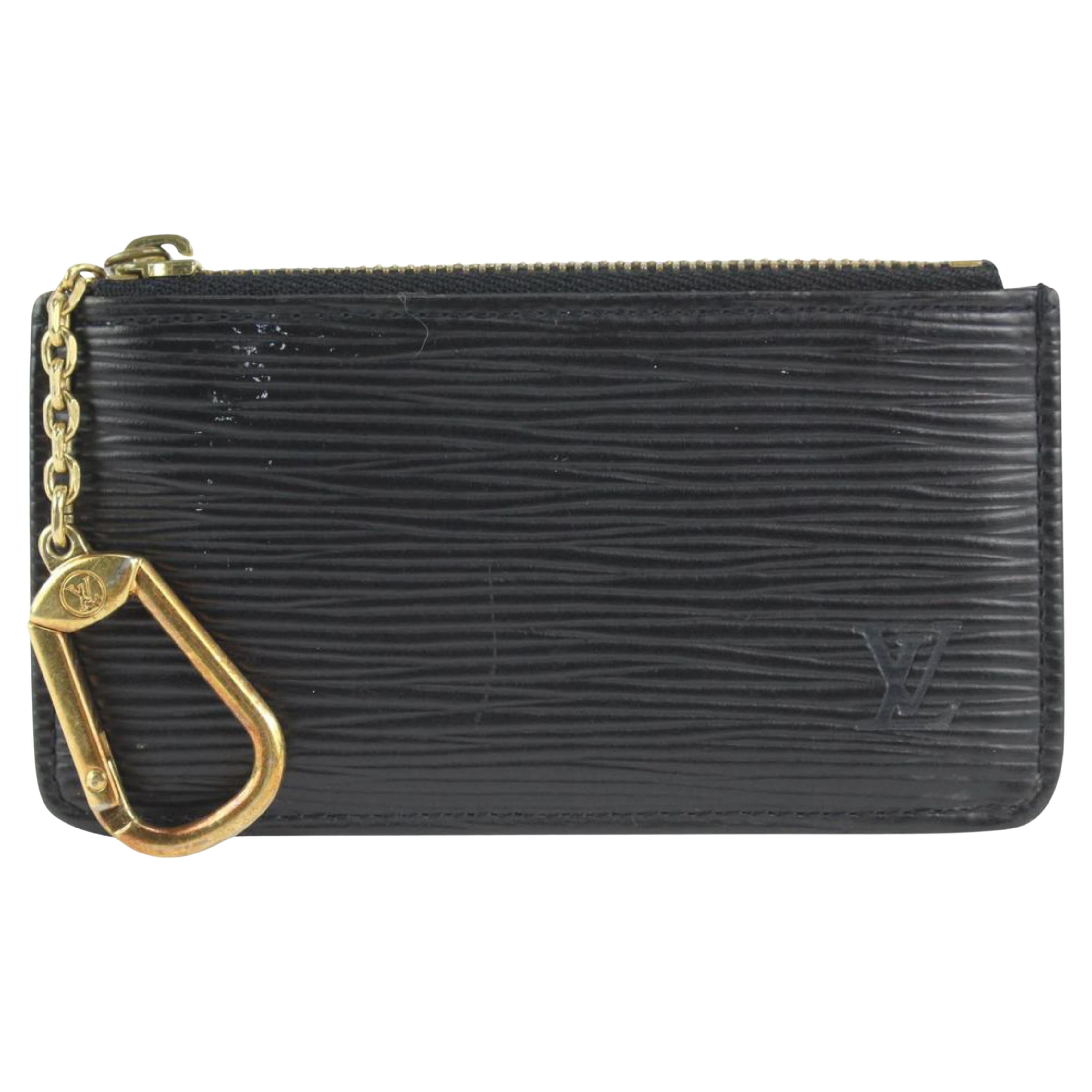 Louis Vuitton Schwarz Epi Leder Noir Pochette Cles Schlüsselanhänger aus Epi Leder 1029lv38 im Angebot