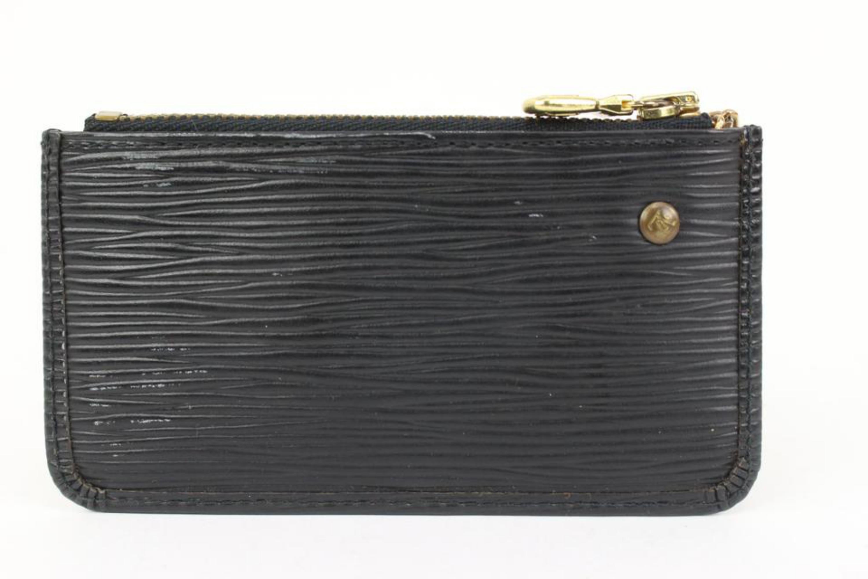 Women's Louis Vuitton Black Epi Leather Noir Pochette Cles Key Pouch s329lk15 For Sale