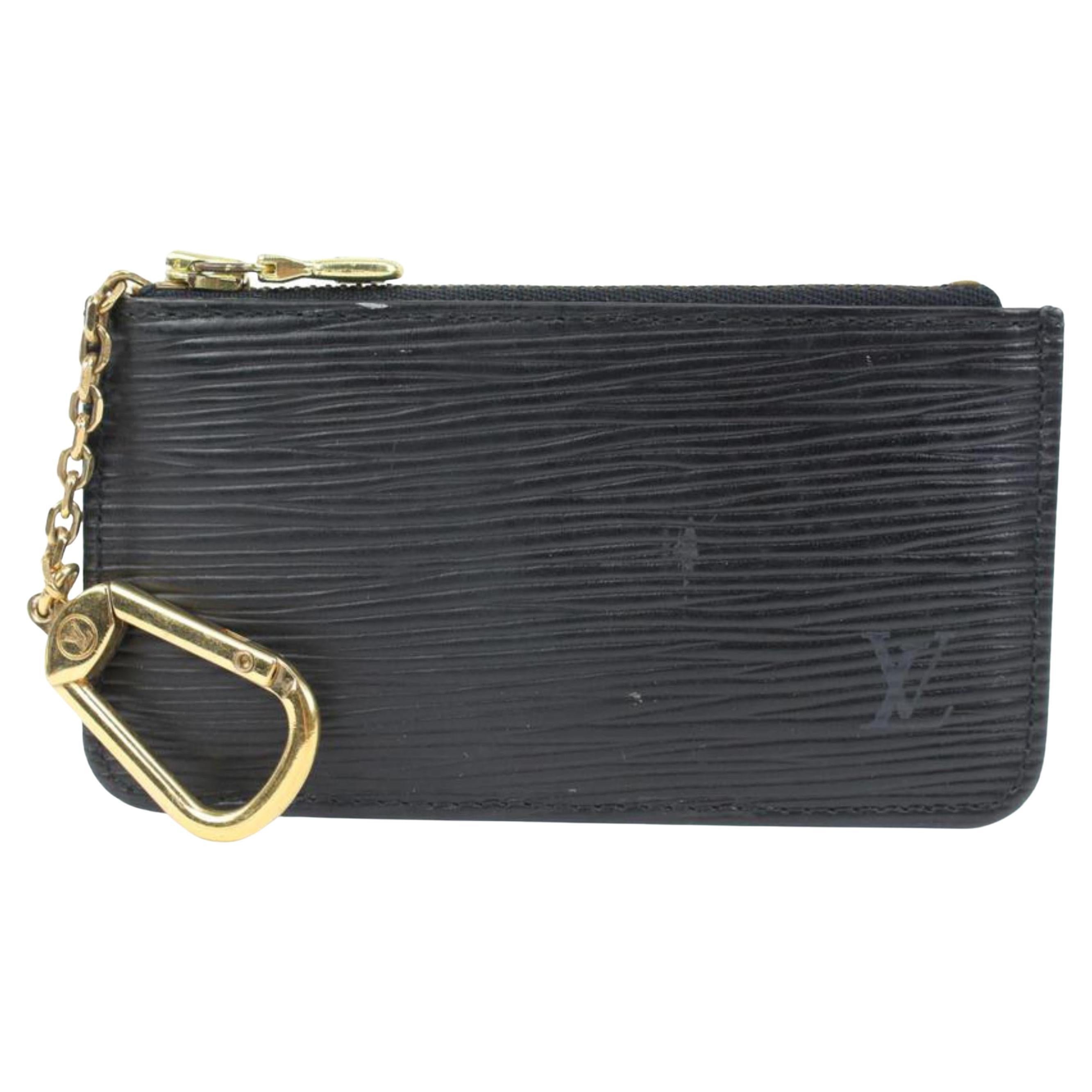 Louis Vuitton Black Epi Leather Noir Pochette Cles Key Pouch s329lk15