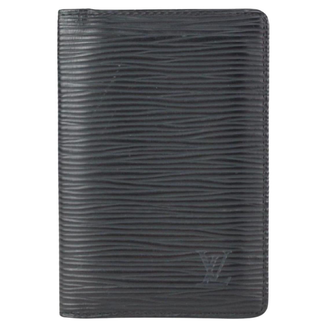 Louis Vuitton Black Epi Leather Noir Porte Cartes Card Holder Wallet 824lv51 For Sale