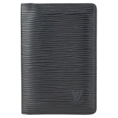Louis Vuitton Black Epi Leather Noir Porte Cartes Card Holder Wallet 824lv51