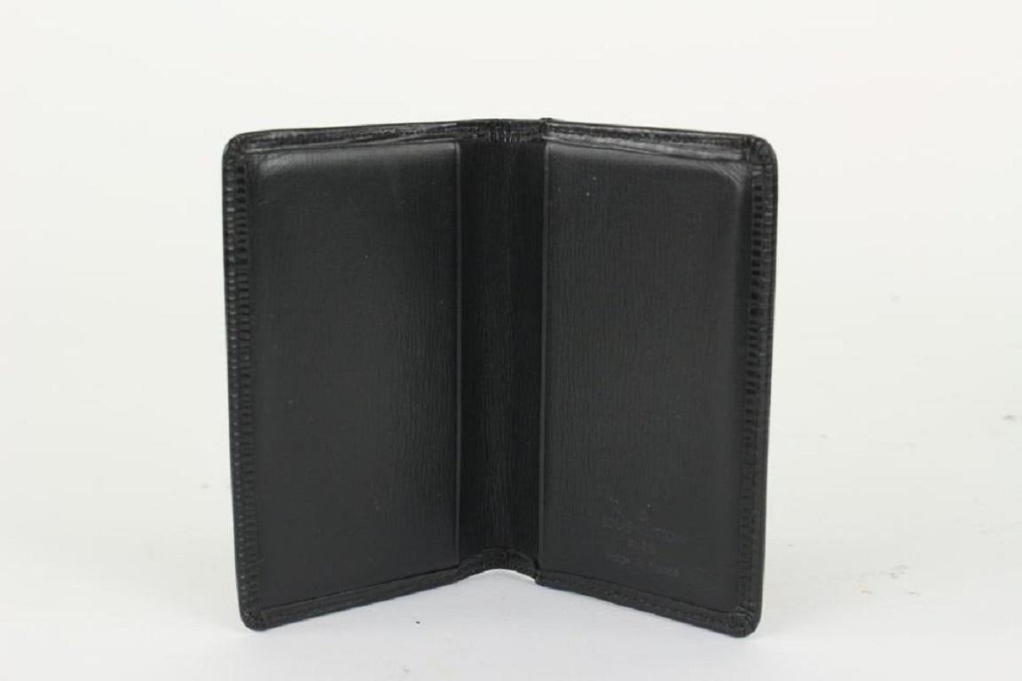 Women's Louis Vuitton Black Epi Leather Noir Porte Cartes Card Holder Wallet case For Sale
