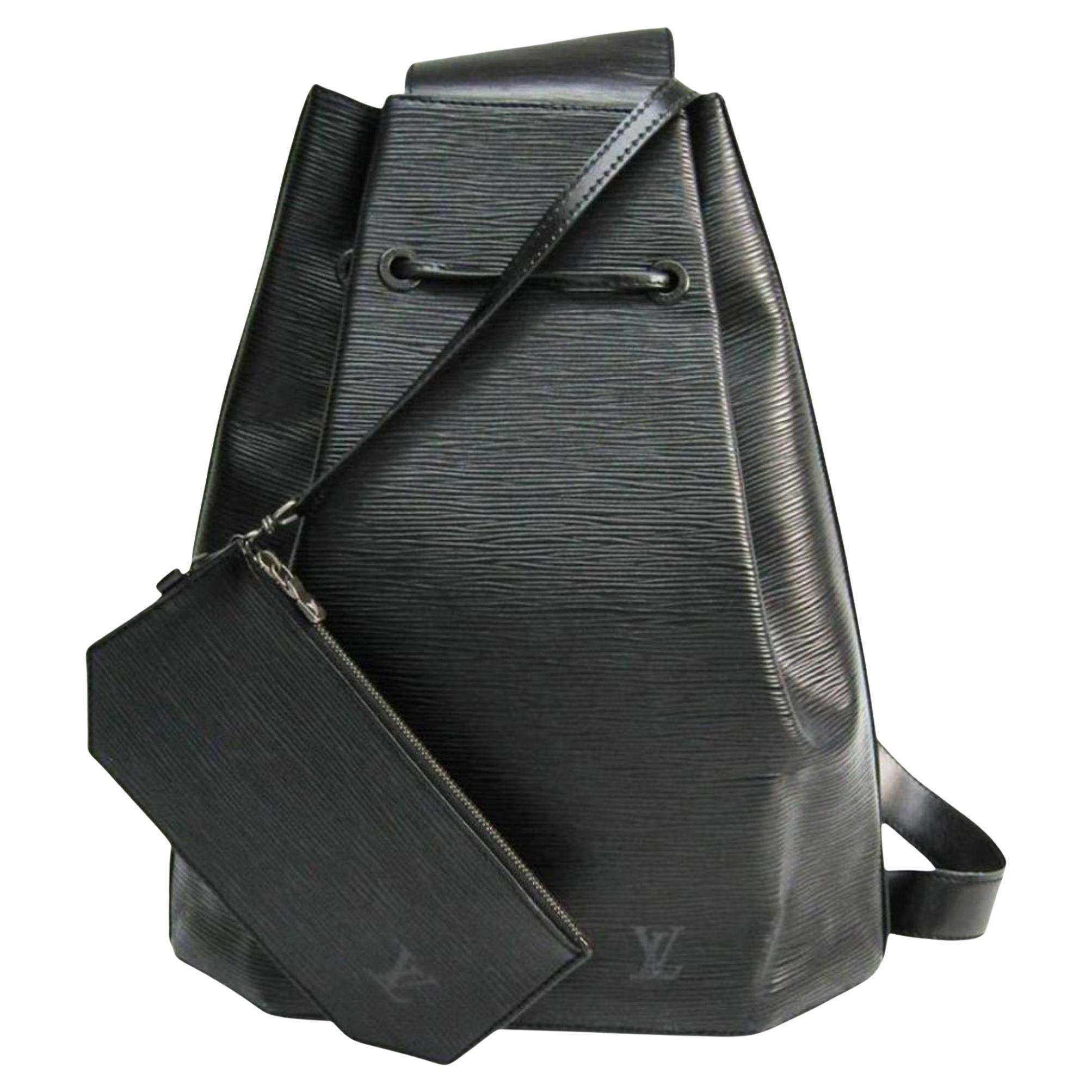 Louis Vuitton Black Epi Leather Noir Sac a Dos Sling Backpack with Pouch  1LV1103 For Sale at 1stDibs