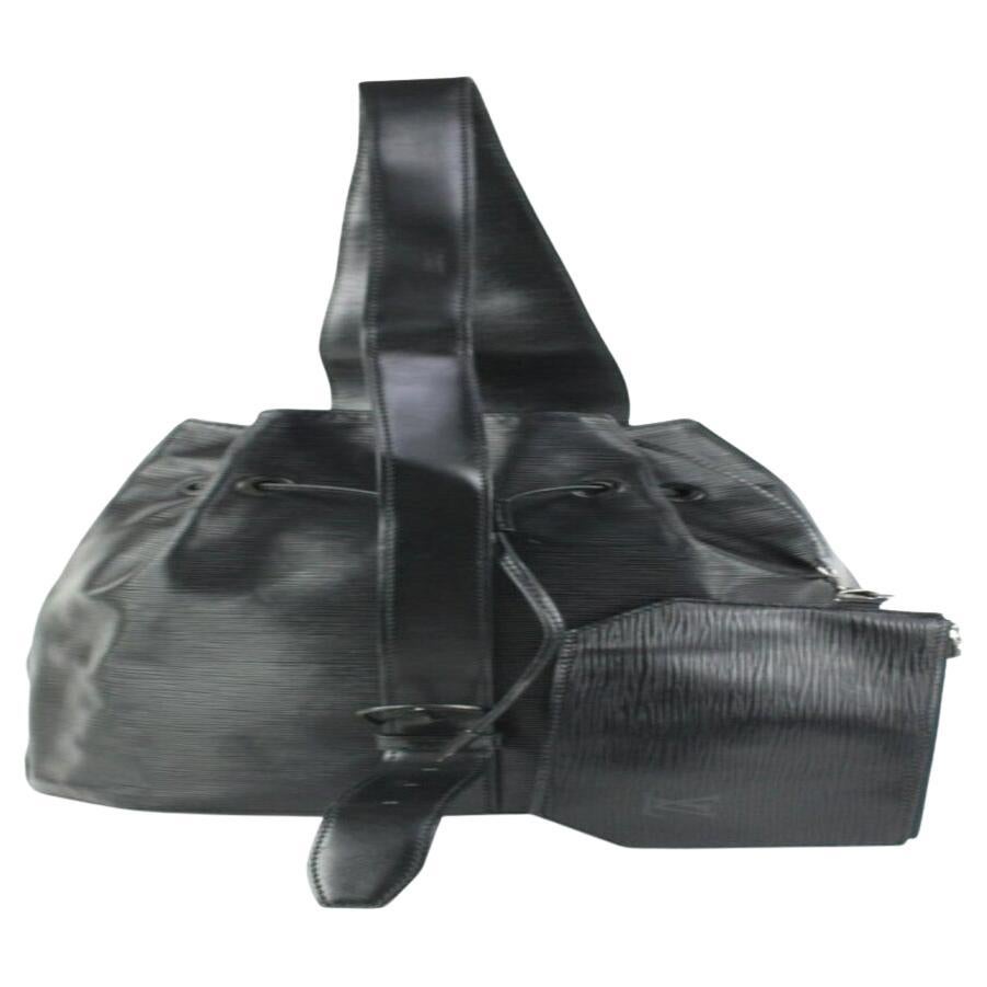 Louis Vuitton Schwarz Epi Leder Noir Sac a Dos Sling Bag mit Beutel 108lv0 im Angebot