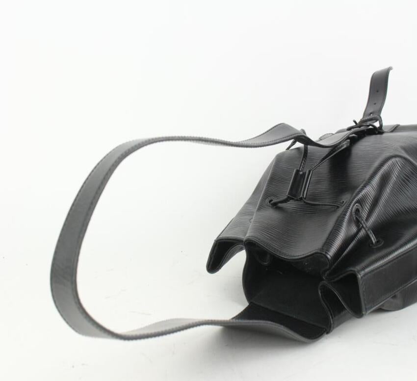 Louis Vuitton Black Epi Leather Noir Sac D'epaule Sling Backpack Hobo 1015lv34 1
