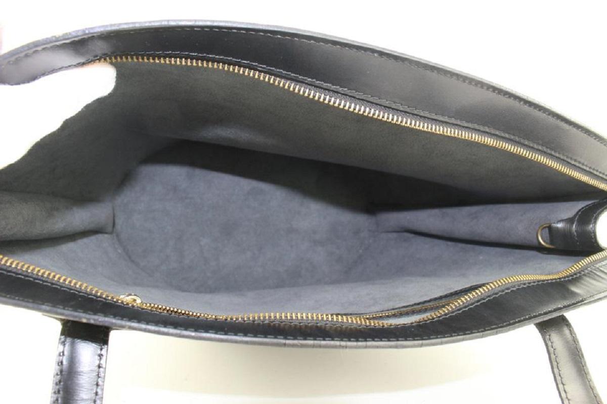 Louis Vuitton Black Epi Leather Noir Saint Jacques Zip Shopper Tote bag In Good Condition For Sale In Dix hills, NY