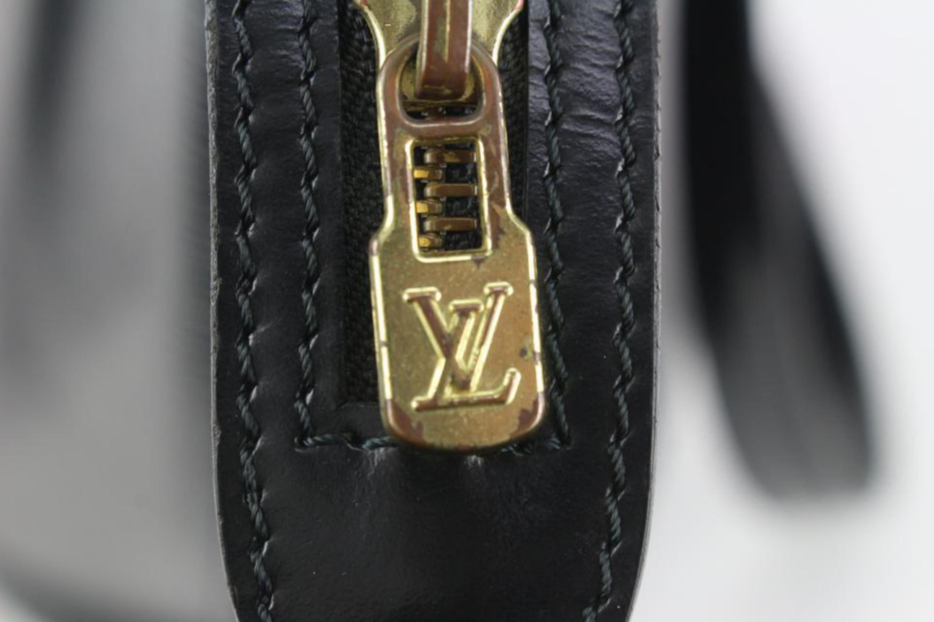 Louis Vuitton Black Epi Leather Noir Saint Jacques Zip Tote Bag 2LV106 In Good Condition For Sale In Dix hills, NY