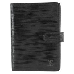 Louis Vuitton Black Epi Leather Noir Small Ring Agenda PM Diary Cover 17LVS1210