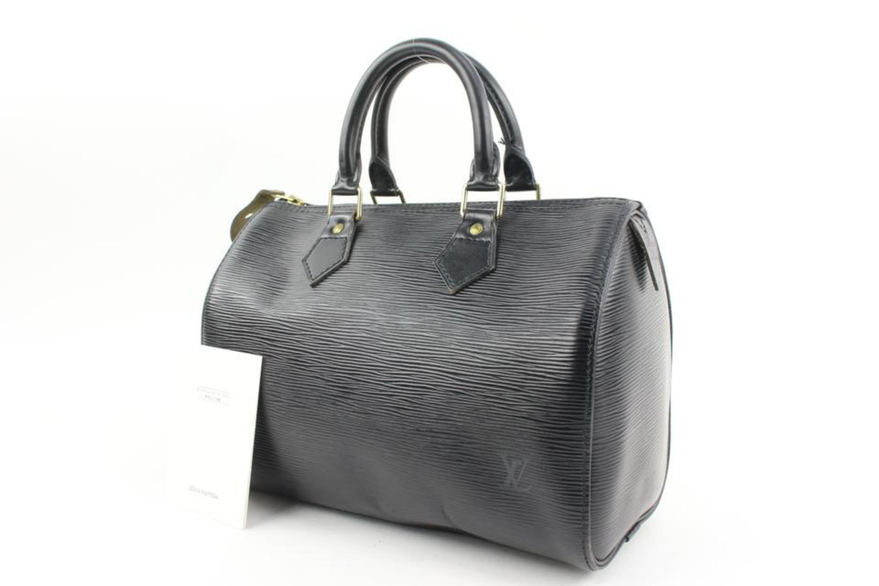 Louis Vuitton Black Epi Leather Noir Speedy 25 Boston Bag PM 77lv225s For Sale 5