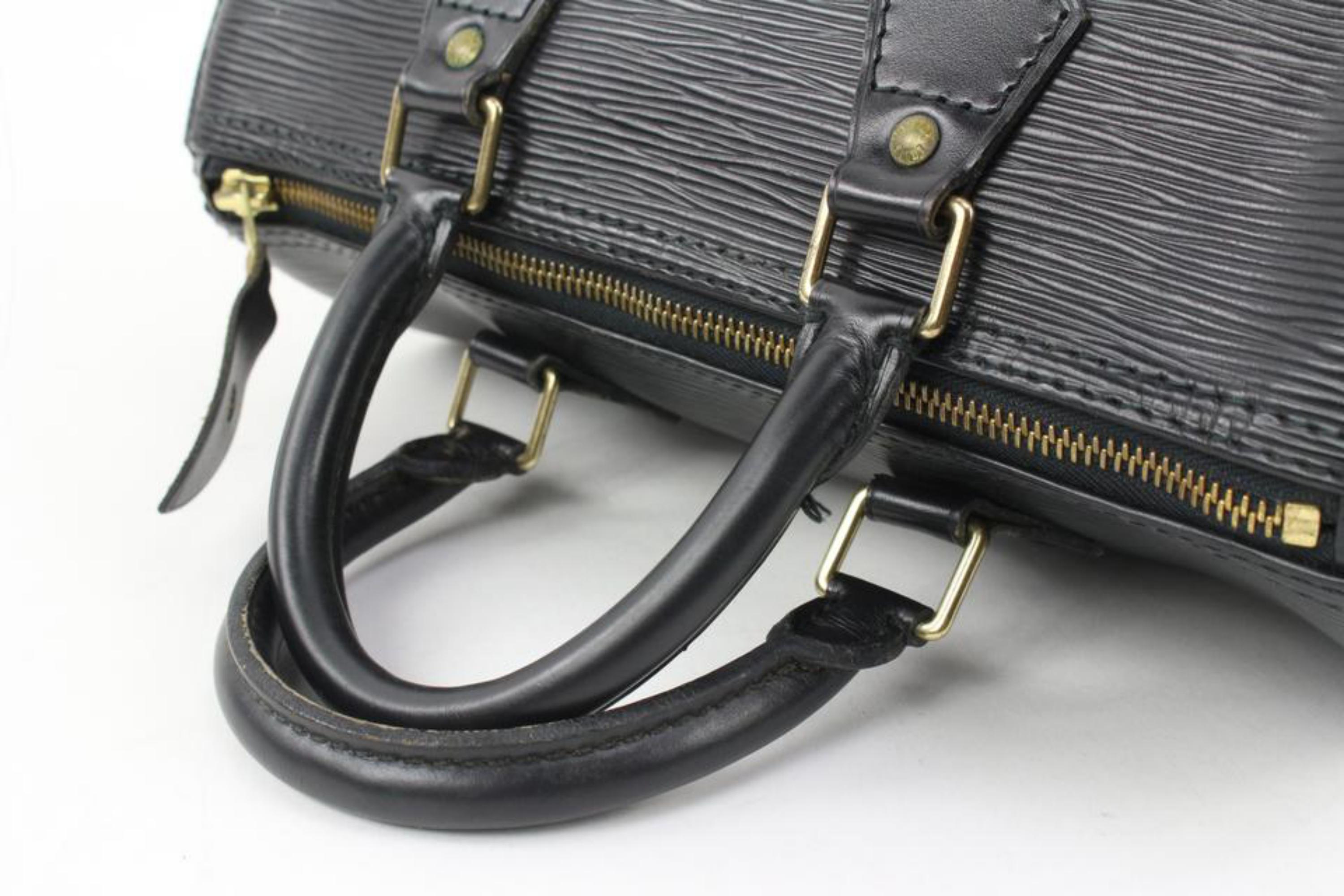 Women's Louis Vuitton Black Epi Leather Noir Speedy 25 Boston Bag PM 77lv225s For Sale