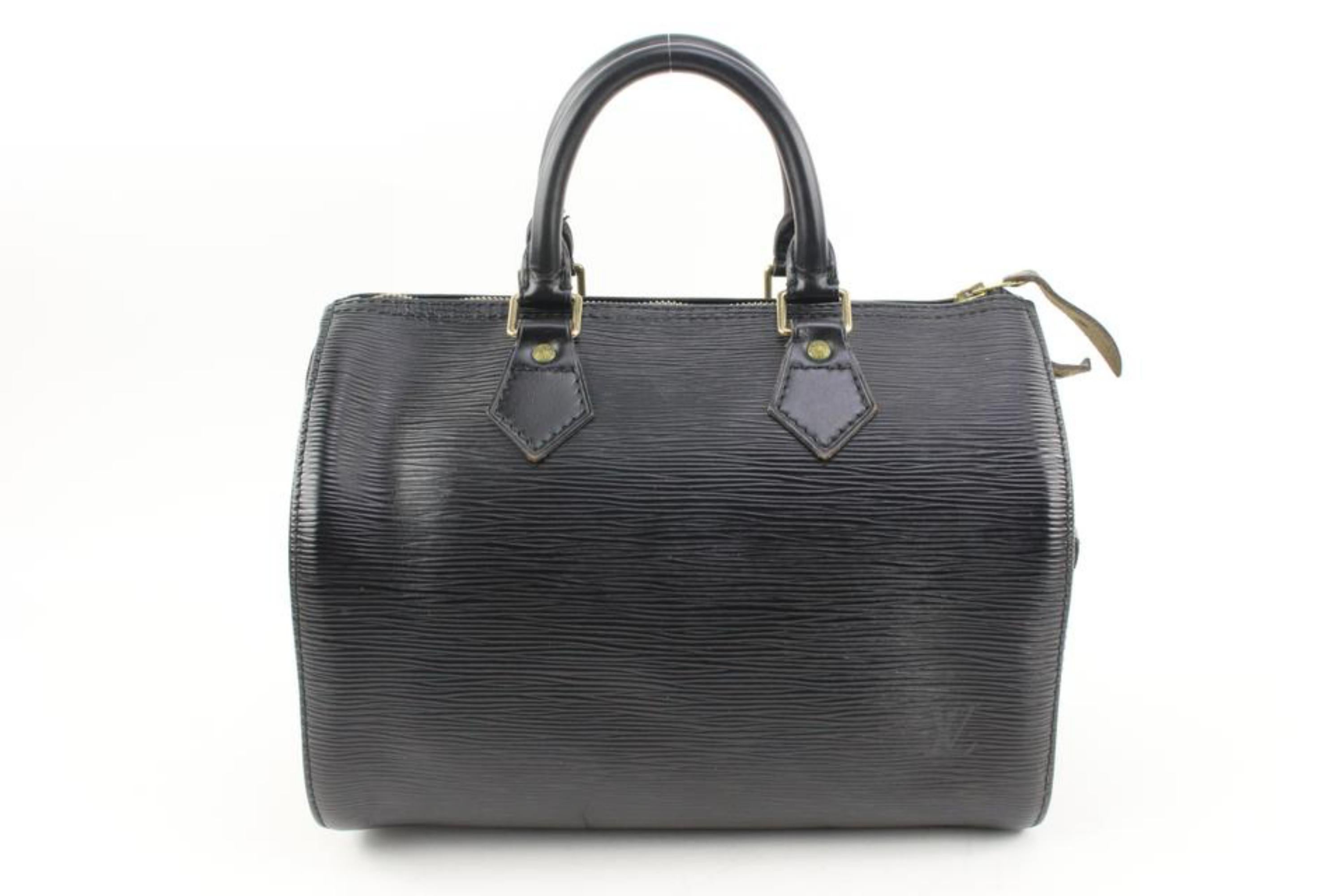 Louis Vuitton Black Epi Leather Noir Speedy 25 Boston Bag PM 77lv225s For Sale 1