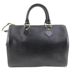Louis Vuitton Black Epi Leather Noir Speedy 25 Boston Bag PM 77lv225s