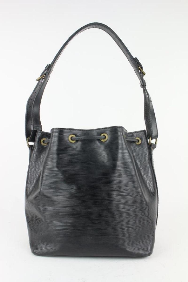 Women's Louis Vuitton Black Epi Leather Petit Noe Drawstring Bucket Hobo Bag 1LV1018 