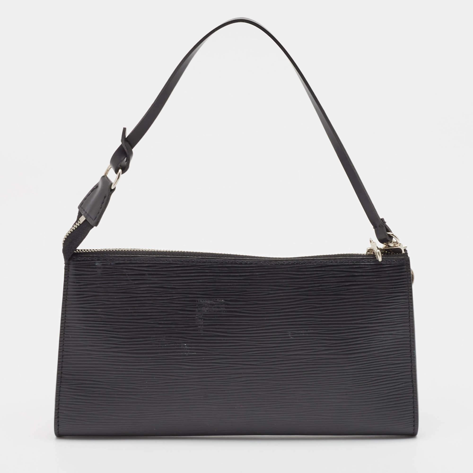 Women's Louis Vuitton Black Epi Leather Pochette Accessoires Bag