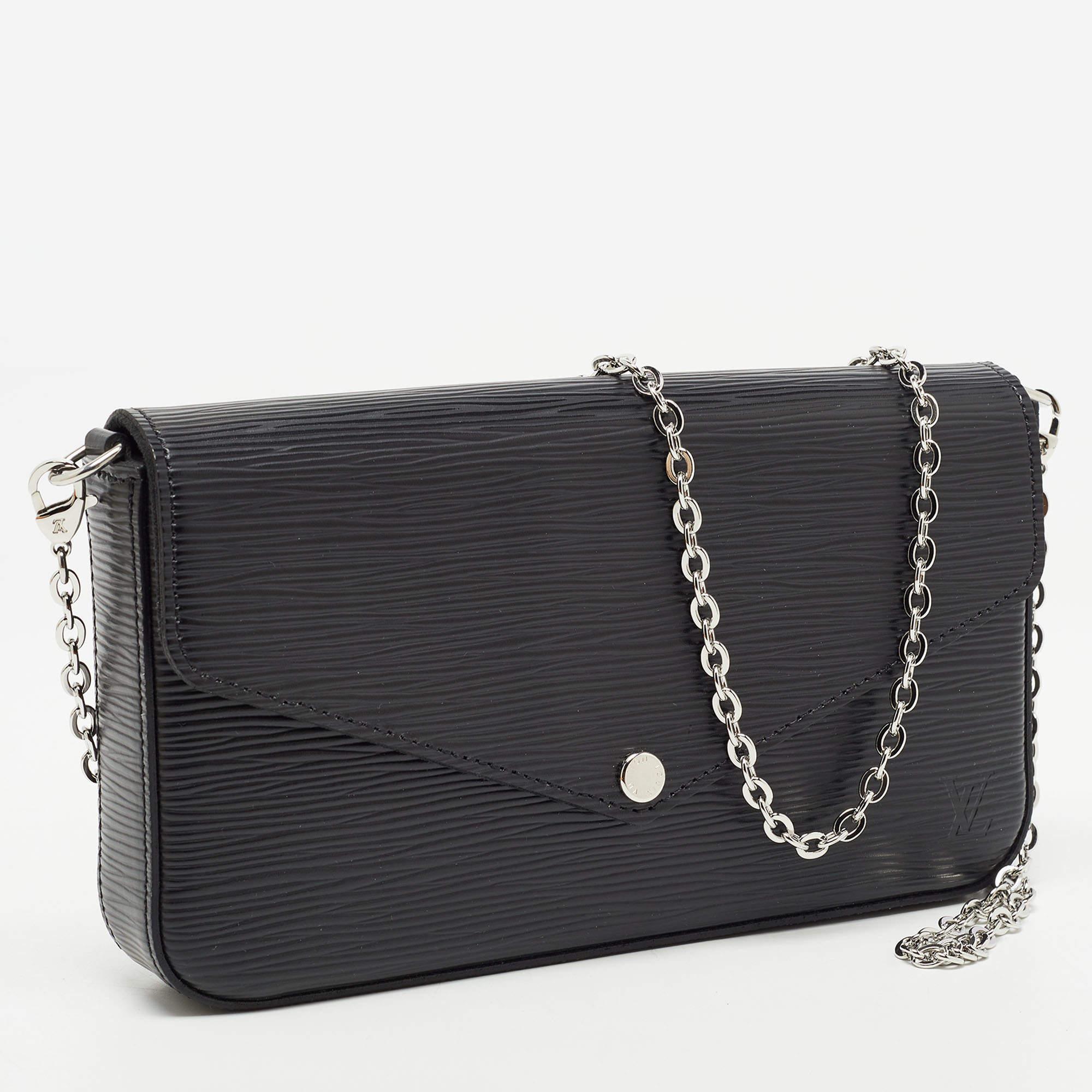 Women's Louis Vuitton Black Epi Leather Pochette Felicie Bag