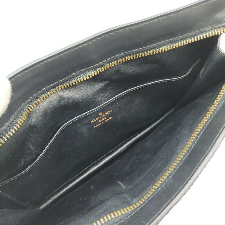 Louis Vuitton Schwarz Epi Leder Pochette Homme Clutch Tasche 863148 im Zustand „Gut“ im Angebot in Dix hills, NY