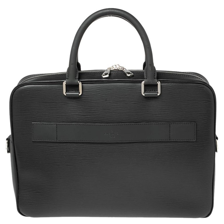 Louis Vuitton Black Epi Leather Porte Documents Voyage Silver