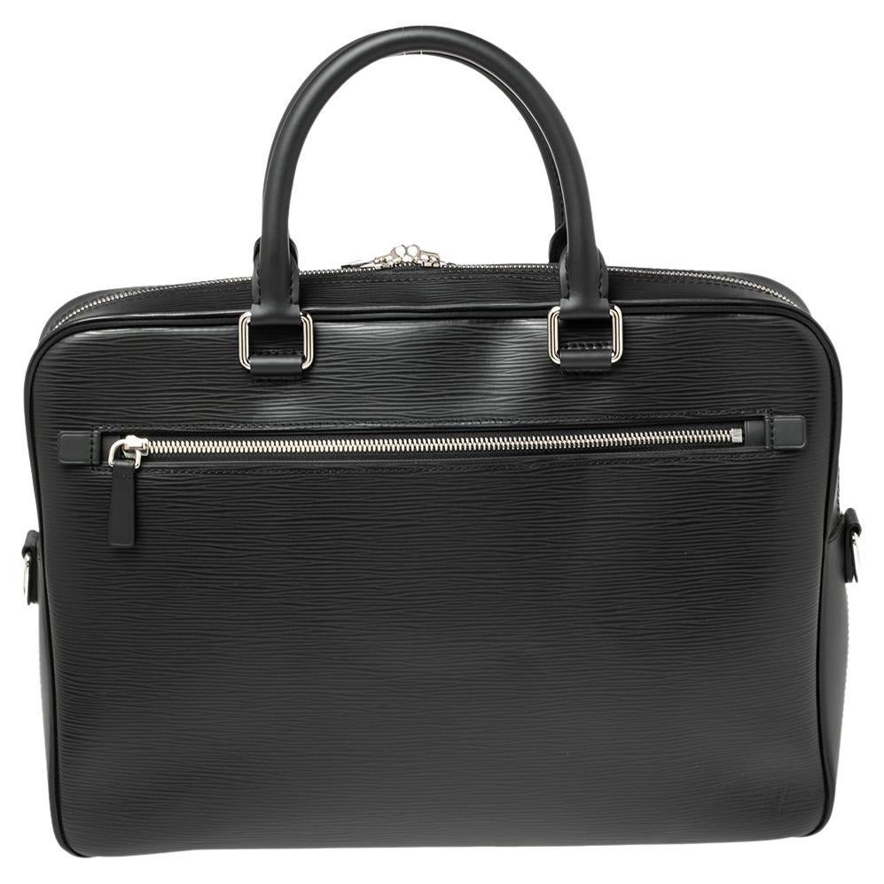 Louis Vuitton Black Epi Leather Porte Documents Business Briefcase