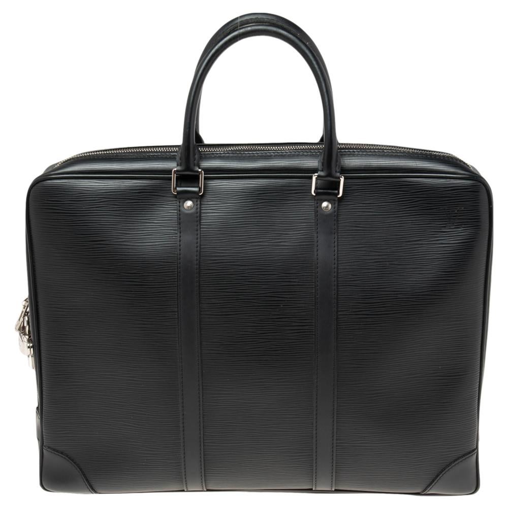 Louis Vuitton Black Epi Leather Porte Documents Voyage Briefcase 10