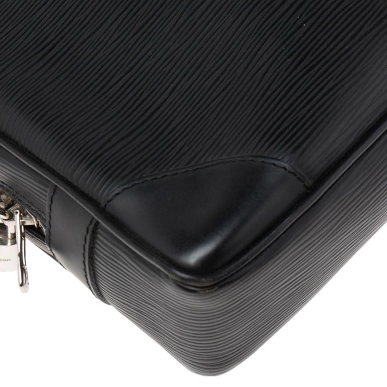 Louis Vuitton Black Epi Leather Porte Documents Voyage Silver