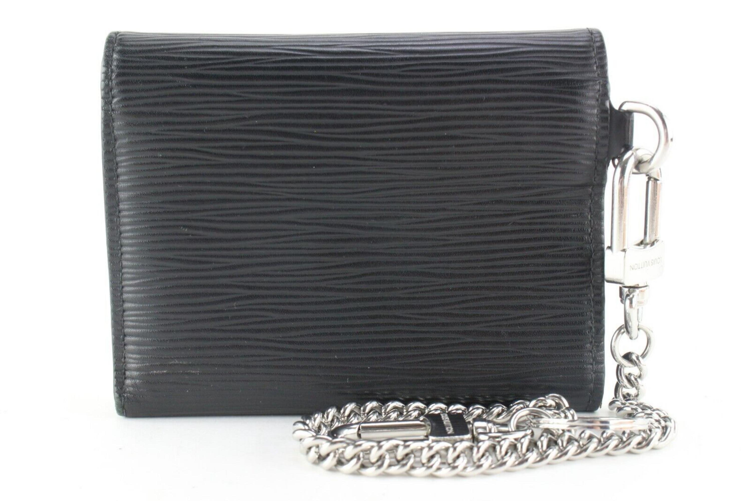 Louis Vuitton Black Epi Leather Rivets Chain Wallet Compact 4LK0216 7