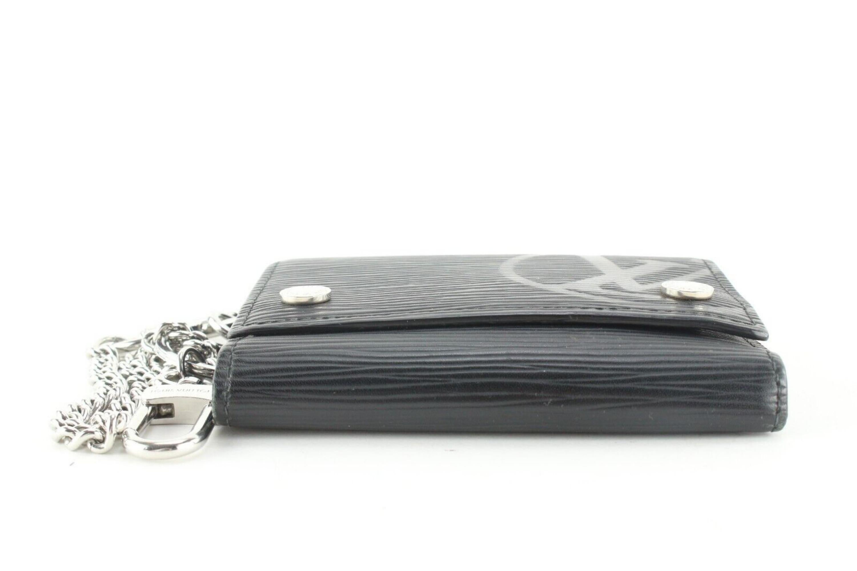Louis Vuitton Black Epi Leather Rivets Chain Wallet Compact 4LK0216 5