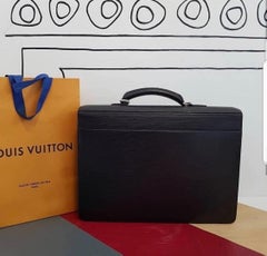 Louis Vuitton Black Epi Leather Robusto 2 Compartment Briefcase