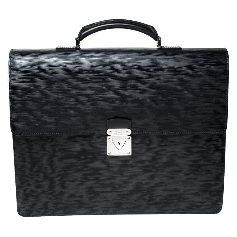 Louis Vuitton Black Epi Leather Robusto 2 Compartment Briefcase For Sale at 1stdibs
