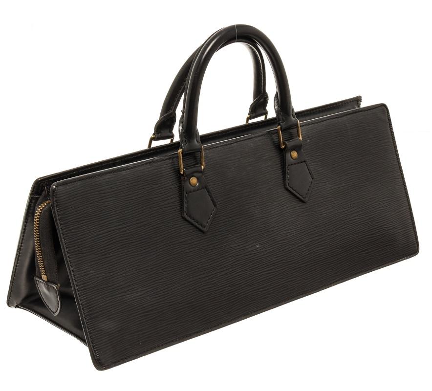 Louis Vuitton Black Epi Leather Sac Triangle Handbag In Good Condition In Irvine, CA