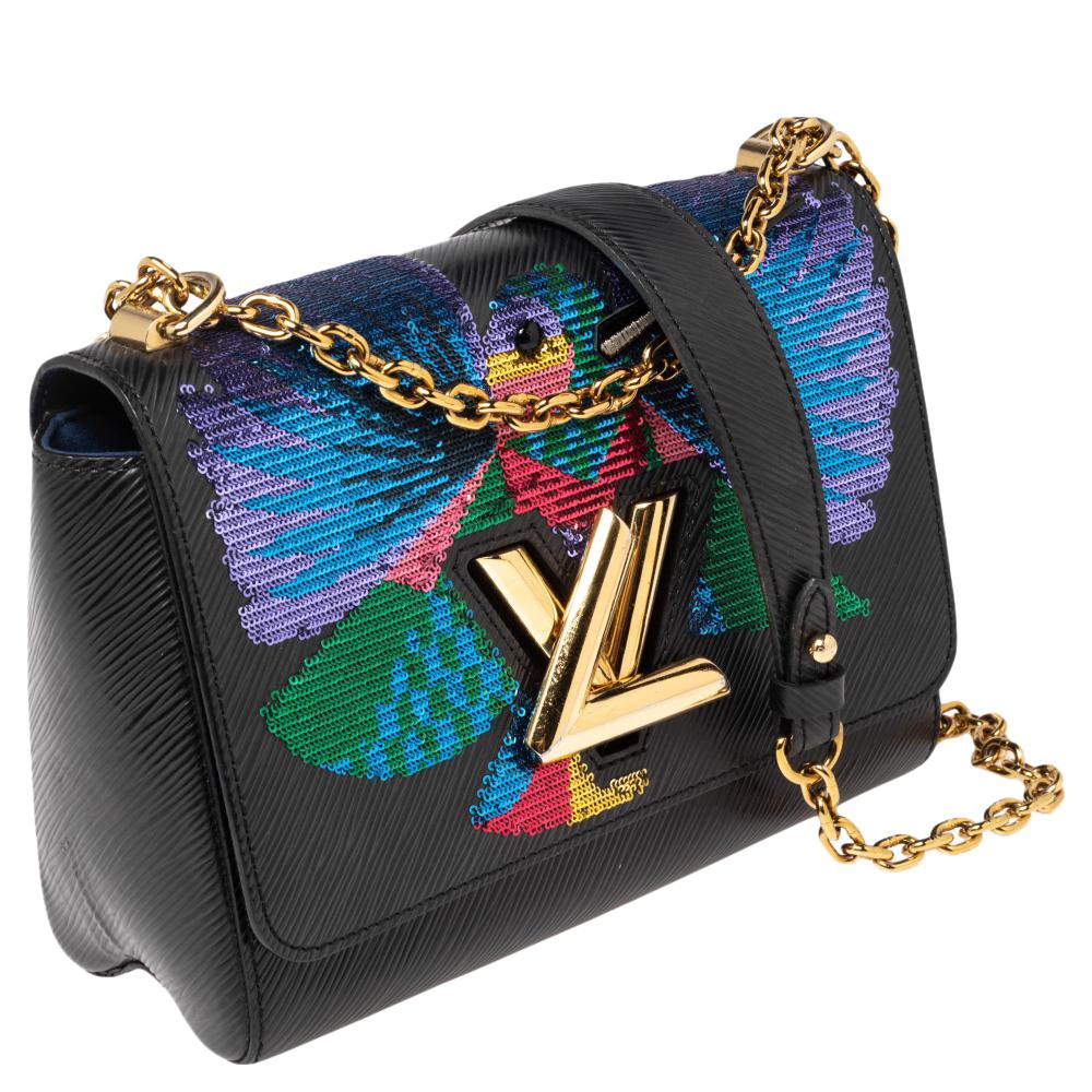 Women's Louis Vuitton Black Epi Leather Sequin Bird Twist MM Bag