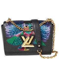 Louis Vuitton. Lv woman twist MM epi leather mix gold silver chain shoulder  bag M50282/58411